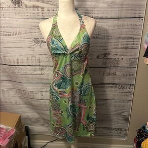 Melika halter top green and pink dress size medium